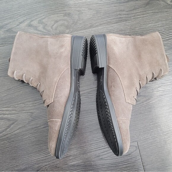 Ecco Taupe Suede Lace-Up Cap Toe Boots Men's 8 - Picture 4 of 6